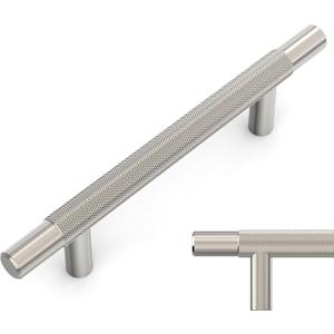 Amerdeco 10 Pack Brushed Satin Nickel Knurled Cabinet Pulls 3-3/4 Inch Hole Centers Kitchen Cabinet Handles Hardware Kitchen Handles for Cabinets Handles IH0006
