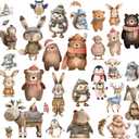 CRASPIRE 8 Sheets Animals Window Stickers Self Adhesive Cute Rabbit Bear Dog Wall Decals Peel and Stick Clings PVC Waterproof Decor for Bedroom Home Classroom Restaurant Kitchen Showcase Glass Bath