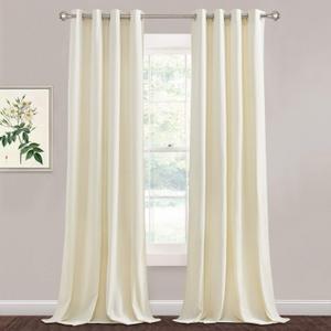 StangH Ivory White Velvet Curtains 90 inches, Heavy Thick Window Drapes for Bedroom, Grommet Privacy Protect Sliding Door Curtains for Living Room/Office, W52 x L90 Each Panel, 2 Panels