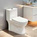 W2121D One-Piece Dual Flush Toilet, 0.8/1.28 GPF,360° Tornado Flush, Elongated D-Shape Bowl, 12-In Rough-In, White, Soft-Close Seat, EPA & WaterSense Certified