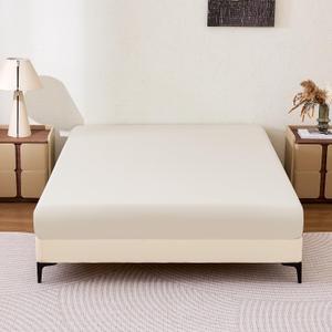 Amazon Basics Soft Fitted Sheet, Lightweight Bottom Sheet, 14-Inch Deep Pocket, Durable and Long Lasting, Easy Care, Twin, Beige, Pack of 1