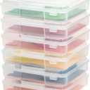 IRIS USA Board Game Storage Craft Organizer Box with Snap-Tight Latch Lid, 6-Pack Portable Plastic Case Bin for Puzzles, Magazines, Hobbies, Art Supplies, Fits 8.5" x 11" & A4 Papers, Thick, Clear