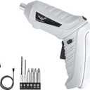Gray Electric Screwdriver, 3.6V Cordless Screwdriver Rechargeable with 6pcs Screwdriver Bit Set, Front LED Light, Flexible Shaft, Micro USB, Carrying Case, Easy for Small Home Projects