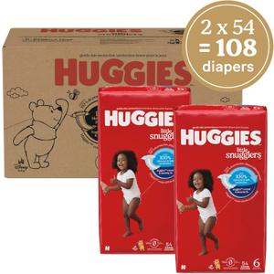 Huggies Size 6 Diapers, Little Movers Baby Diapers, Size 6 (35+ lbs), 108 Count (2 Packs of 54)