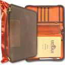 A5 Zippered Field Journal Cover with Detachable Strap, Waxed Canvas  Leather Accent Notebook Organizer Case with Pen Holder, Includes 5.8 x 8.3 Refill, for Work, Business, Travel, Sketching, Brown