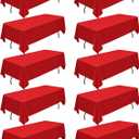 Teruntrue 10 Packs Red Polyester Tablecloth 60 x 126 inch Rectangle Table Cloth for 8 Foot Tables Wrinkle Resistant Washable Fabric Table Cover Polyester Red Table Cloth for Party,Wedding, Banquet