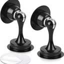 KOLAKO Door Stopper, Magnetic Door Stops, No Drill, 2 Pack Black Magnetic Door Catch Holder to Keep Door Open, Stainless Steel Wall Floor Mounted Doorstop with Adhesive Tape and Screws