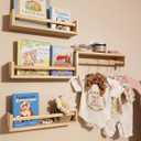 Gneric Floating Shelves for Wall, Burlywood Nursery Book Shelves, 15.7 inch Kids Bookshelf, Wall Shelves for Living Room Bedroom Decor,Kitchen Spice Rack,Bathroom Storage Rack(4 Pack)