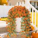 2 x Artificial Fall Flowers for Outdoors, 2 Pcs Fake Fall Silk Daisy Flowers Artificial Mums for Outdoors, Fake Hanging Mums UV Resistant for Outside Home Porch Patio Planter Decor