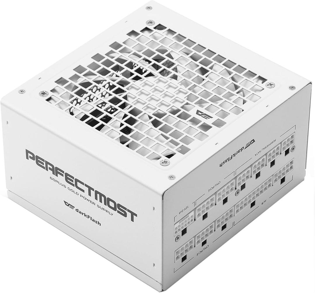 darkFlash PMT Fully Modular Power Supply ATX 3.1& PCIe 5.1 Ready, 2 x 12VHPWR Cable Included, 100% Japanese 105C Capacitors, 80 Plus Gold Gaming PSU (80+ Gold (ATX 3.1) WT, 850 Watts)