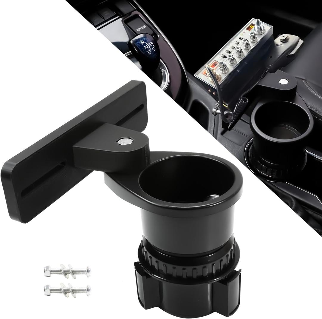 Upgrade Cup Holder Radio Mount, CB Radio Mounting Brackets Drinks Cup Holder Mount Fit for CB Satellite Radio & All Universal 2 Hole CB Mounting Bracket
