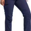 Women's Snow Ski Pants Fleece Lined Waterproof Softshell Insulated Winter Outdoor Hiking Cargo Pants (Blue, XXL)