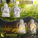 2 Pack Outdoor Angel Statue Garden Decor, Classic Solar Angel Figurine Decoration for Yard Art Indoor Porch Home Lawn Outside Light up Cherub Sculpture Guardian Wings Angel Memorial Gifts Christmas, 5.79 inches
