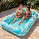 SLOOSH Inflatable Tanning Pool Lounger Float,85" x 57" Extra Large Pool Floats Adult with Pillow,4 in 1 Suntan Tub Raft Floatie,Sunbathing Bed Lounge Blow Up Ball Pit Party Gifts,XL-Cyan White