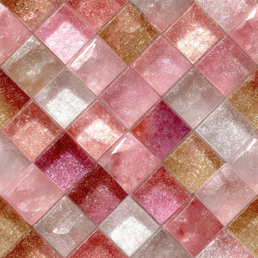 IOHEFY 10PCS 12x12 Inch Peel and Stick Floor Tiles Self Adhesive Vinyl Flooring Tile Glossy Mosaic Stickers Glossy Removable Wall Decals Kitchen Bathroom Laundry Mirror Fireplace DIY Home Decoration