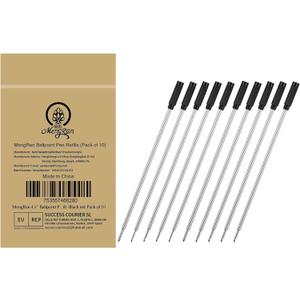 MengRan 4.5'' Ballpoint Ink Pen Refills for Twist Pens,1mm Medium Tip, Compatible with Cross Pen Refills (8513)(10 Pcs Black Ink)