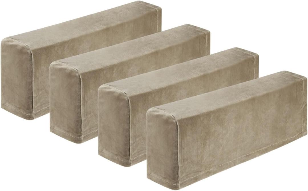 Uxcell 4Pcs Stretch Armrest Covers, Polyester Soft Armchair Slipcovers Couch Recliner Arm Cover for Chair Sofa Protector, Khaki