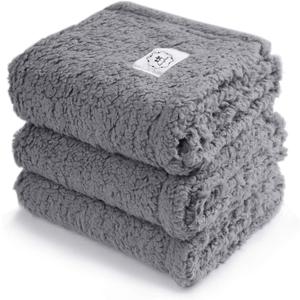 1 Pack 3 Calming Blankets Fluffy Premium Fleece Pet Blanket Soft Sherpa Throw for Dog Puppy Cat Grey Medium (30x20'')