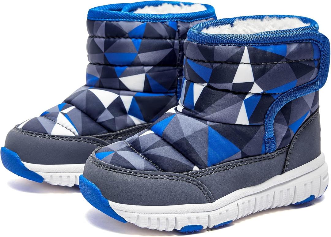 HOBIBEAR Boys Girls Toddler Snow Boots Waterproof Slip Resistant Outdoor Winter Shoes(Toddler/Little Kids/Big Kids) (8.5 Toddler, Blue/Black)