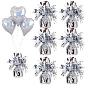 Moretreat Aluminum Foil Balloon Weights for Parties (6 pcs) - 0.31lb (140g) Each - Premium Balloon Anchors for Birthday, Wedding, Dinner, Indoor & Outdoor Decorations(Silver 6pcs)