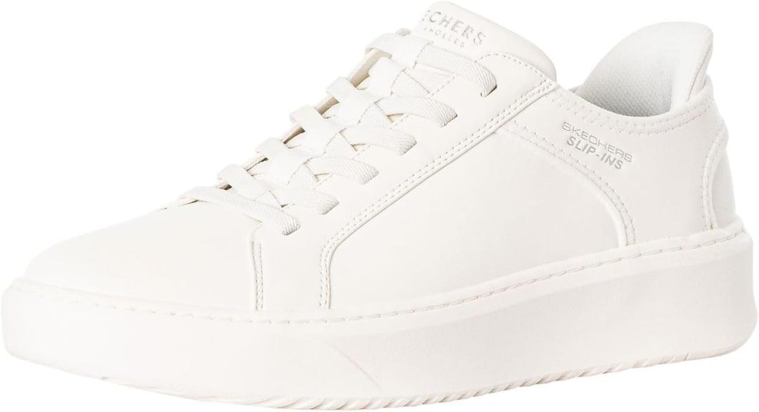 Skechers Men's Court Break-Double Vented Hands Freee Slip-ins Sneaker (14 Wide, White)