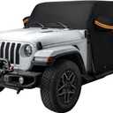 JOYTUTUS Wrangler Cab Cover Waterproof 4 Door for Wrangler JK JL 4 Doors 2007-2026, Paint-Safe Lining Car Cover with Zipper Access, UV50+ Windproof All-Weather Protection, Top On/Off Compatible