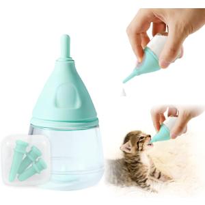 RockTech Ergonomic Kitten Bottle Feeding kit, Puppy Bottles for Nursing Puppy Milk -40ml Anti-Choking Slow Flow Nursing Bottle for Newborn Kittens/Puppies/Small Animals,Silicone Feeder (Blue)