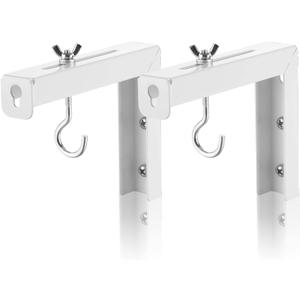 suptek Universal Projector Screen Wall Mount L-Brackets Wall Hanging Mount 6 inch Adjustable Extension Mounting Hooks for Projection Screen up to 66 lbs, 30 kg Capacity Each, PRL001, White (1 Pair)