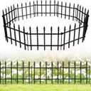 FOREHOGAR Decorative Metal Garden Fence 11in H x 12ft L, Small Border Fence Roman Column Deco, Garden Fencing for Flower Bed Lawn Landscape Outdoor, 10 Panels + 11 Stakes Black