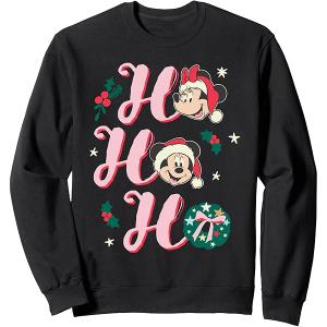 Disney Mickey & Minnie Christmas "Ho Ho Ho" Retro Holiday Sweatshirt , Size Medium