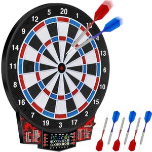 15.5" Professional Electronic Dart Board for Adults - Electric Dart Board Set with 43 Games & 320 Variations, Color Score Display for 1-8 Players, 6 Soft Tip Darts & Throw Line