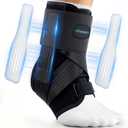 Ankle Brace for Sprained Ankle, Ankle Support for Women Men, Adjustable & Air Fabric Cool With 2 Removable Side Splints, Air Fabric Cool Ankle Stabilizer for for Injury Recover, Running,Sports (Large) (Black)