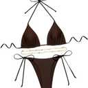 SHENHE Women's 2 Piece Sexy Bikini Sets Halter Tie Side Triangle Swimsuits, M