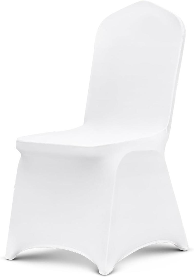 VEVOR Chair Covers, Polyester Spandex Chair Cover, Stretchy Flat-Front Chairs Protective Slipcover, Universal Fitted for Dining Party Wedding Banque (105PCS, White)