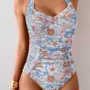 B2prity One Piece Swimsuit for Women Tummy Control Bathing Suits Ruched Slimming Swim Suit Push Up Tie Back Swimwear (XXL)