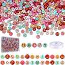Looconi 1000pcs Colorful Letter Beads Gold 7x4mm and Elastic String with Storage Box for Jewelry Making Bracelet Hair Braids Crafts 2 Pack