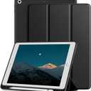 Mastten Compatible with iPad 9th/8th/7th Generation Case, for iPad 10.2 Inch Case with Pencil Holder, TPU Smart Stand Back Cover 2021/2020/2019, Auto Wake/Sleep, Black