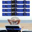 4 Pack Towel Bands for Beach Chairs Cruise, 215.7 Inch Beach Towel Clips Elastic Towel Bands with Adjustable Detachable Buckle, Beach Towel Bands for Cruise Accessories Must Haves