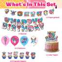 6 7 Birthday Decorations Set, Large Cake Topper, 12 Cupcake Toppers, 16 Balloons for Boys and Girls 7th Birthday Party