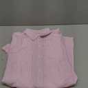 Womens Smocked Cuffed Striped Boyfriend Shirt Casual Collar Long Sleeve Oversized Button Down Blouse Tops with Pocket Shirred (Large, Pink)