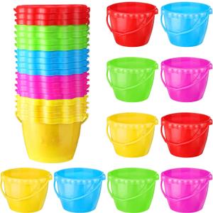 Yinder 20 Packs Sand Buckets Bulk for Kids, 6.5 in Rum Plastic Bucket Pails Beach Toys for Summer Pool Party Favors