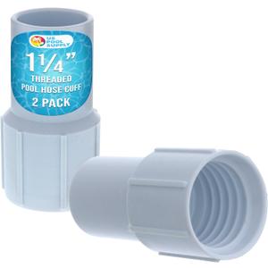 U.S. Pool Supply 1-1/4" Pool Hose Cuff, 2 Pack - Swimming Pool Replacement Cuff for Spiral-Wound Vacuum Hoses - Threaded Cuff, Durable ABS Plastic, Repair Hose Ends, Connect Vacuum Head, Skimmer Inlet
