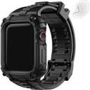 Fullmosa Compatible with Apple Watch Bands 41mm 40mm Series 9/8/7/6/5/4/SE2/SE, TPU Rugged iWatch Strap Military Grade Shockproof Bumper Case with Screen Protector for Men Women (41mm, Black)