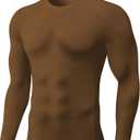 SPVISE Brown Long Sleeve Compression Shirts for Men, Thermal Underwear Running Football Undershirt Athletic Workout Baselayer (Brown)