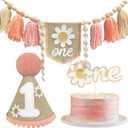 Baby's Birthday Banner, Birthday Venue Decoration Props, Cowboy Daisy, Wood Beads, Tassels, Birthday Flags