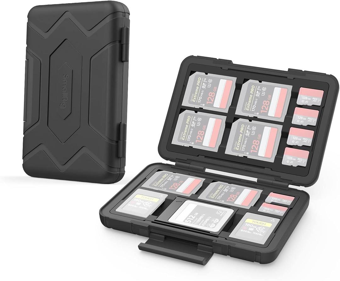 SMALLRIG Memory Card Holder Case 15 Slots, Water-Resistant for SD Card, Micro SD Card, CFexpress Type A/Type B Card, XQD Card - 3192