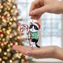 Tuxedo Cat Ornament Hugging Candy Cane 2D Flat Acrylic Ornament - Christmas Tree Decoration, Black and White Cat Holiday Tree Decoration for Pet Lovers 2025