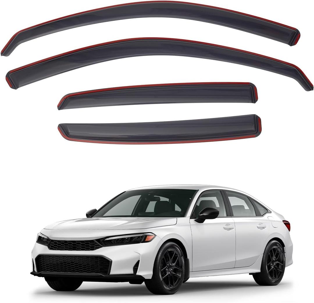 in-Channel Rain Guards for Honda Civic Sedan 2022 2023 2024 2025 2026 Side Windows Vent Deflectors Visors Shades 4Pcs