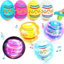 Easter Basket Stuffers for Kids-6 Packs Light Up Spinning Tops Toys with Music Easter Gifts Toys for Kids Toddlers Easter Eggs Fillers Easter Basket Essentials