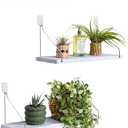 MITIME Floating Shelves Set of 3 Rustic Solid Wood Floating Shelf Wall Storage Shelves for Living Room, Bedroom, Bathroom, Kitchen Laundry, Office,no Drill Shelf(Grey and White Colour L+L+L)